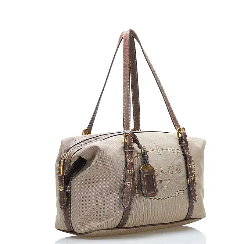 Prada Prada Logo Jacquard Bauletto Bag