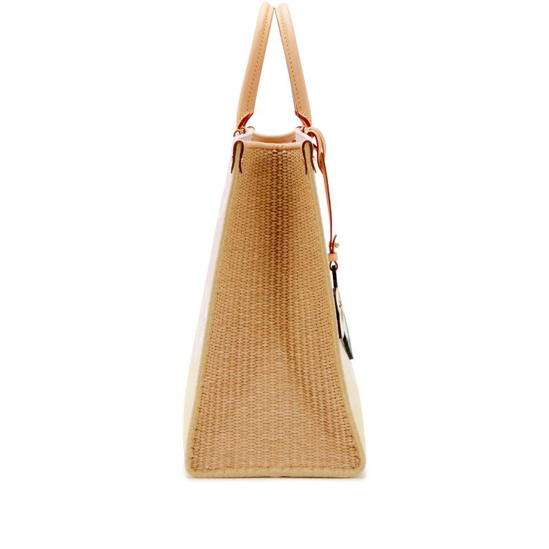 Bag Louis vuitton Light Pink and Yellow Giant Monogram Canvas and Raffia By the Pool Hawaii OnTheGo GM Gold Hardware, 2021