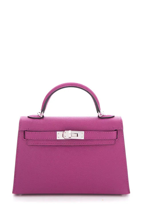 Hermès 2018 Rose Pourpre Chevre Mysore Mini Kelly 20cm W/PHW