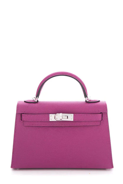 Hermès 2018 Rose Pourpre Chevre Mysore Mini Kelly 20cm W/PHW
