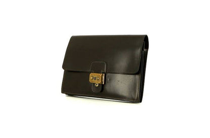 Pochette Hermès Jet in pelle box marrone