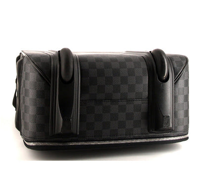 Valigia flessibile Louis Vuitton Pegase in tela a scacchi e pelle nera