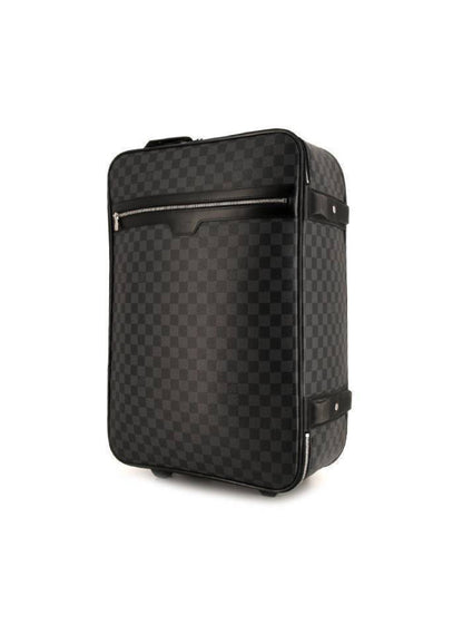 Valigia flessibile Louis Vuitton Pegase in tela a scacchi e pelle nera