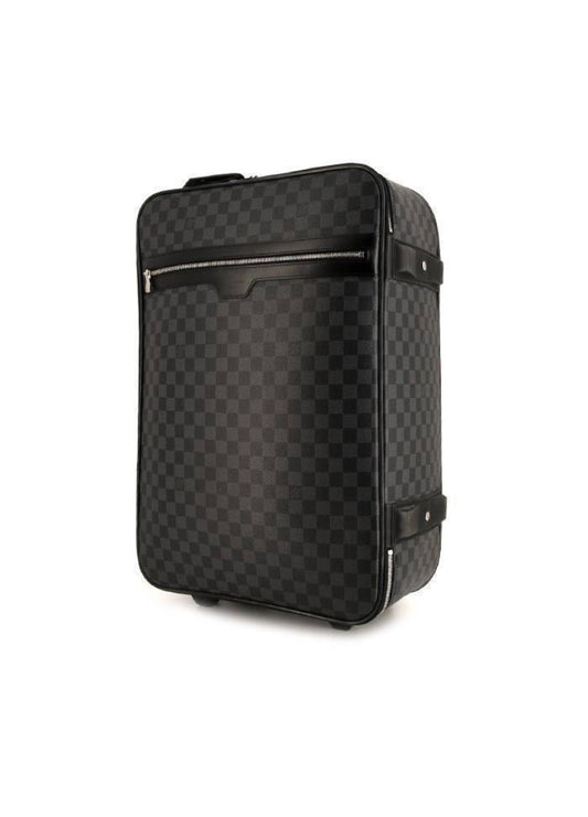 Valigia flessibile Louis Vuitton Pegase in tela a scacchi e pelle nera