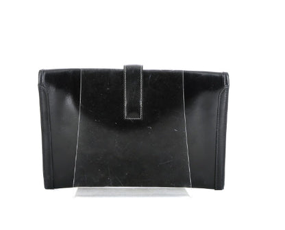Pochette Hermès Jige in pelle box blu