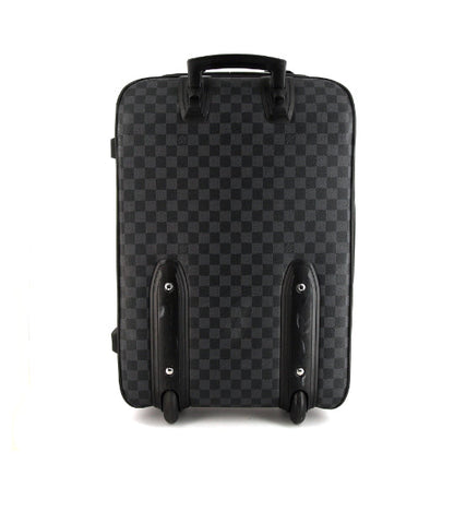 Valigia flessibile Louis Vuitton Pegase in tela a scacchi e pelle nera