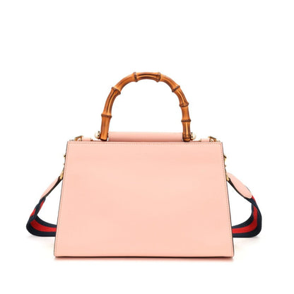 Gucci
Pink and White Calfskin Small Nymphaea Top Handle Bag Gold Hardware