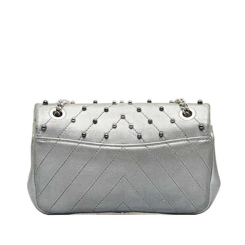 Chanel CC Chevron Studded Leather Flap Bag