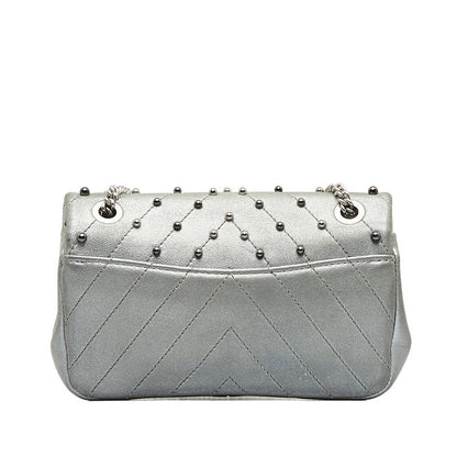 Chanel CC Chevron Studded Leather Flap Bag