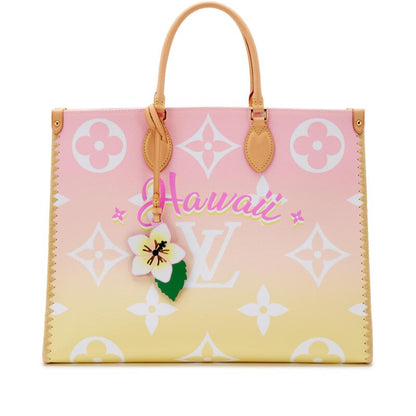 Bag Louis vuitton Light Pink and Yellow Giant Monogram Canvas and Raffia By the Pool Hawaii OnTheGo GM Gold Hardware, 2021